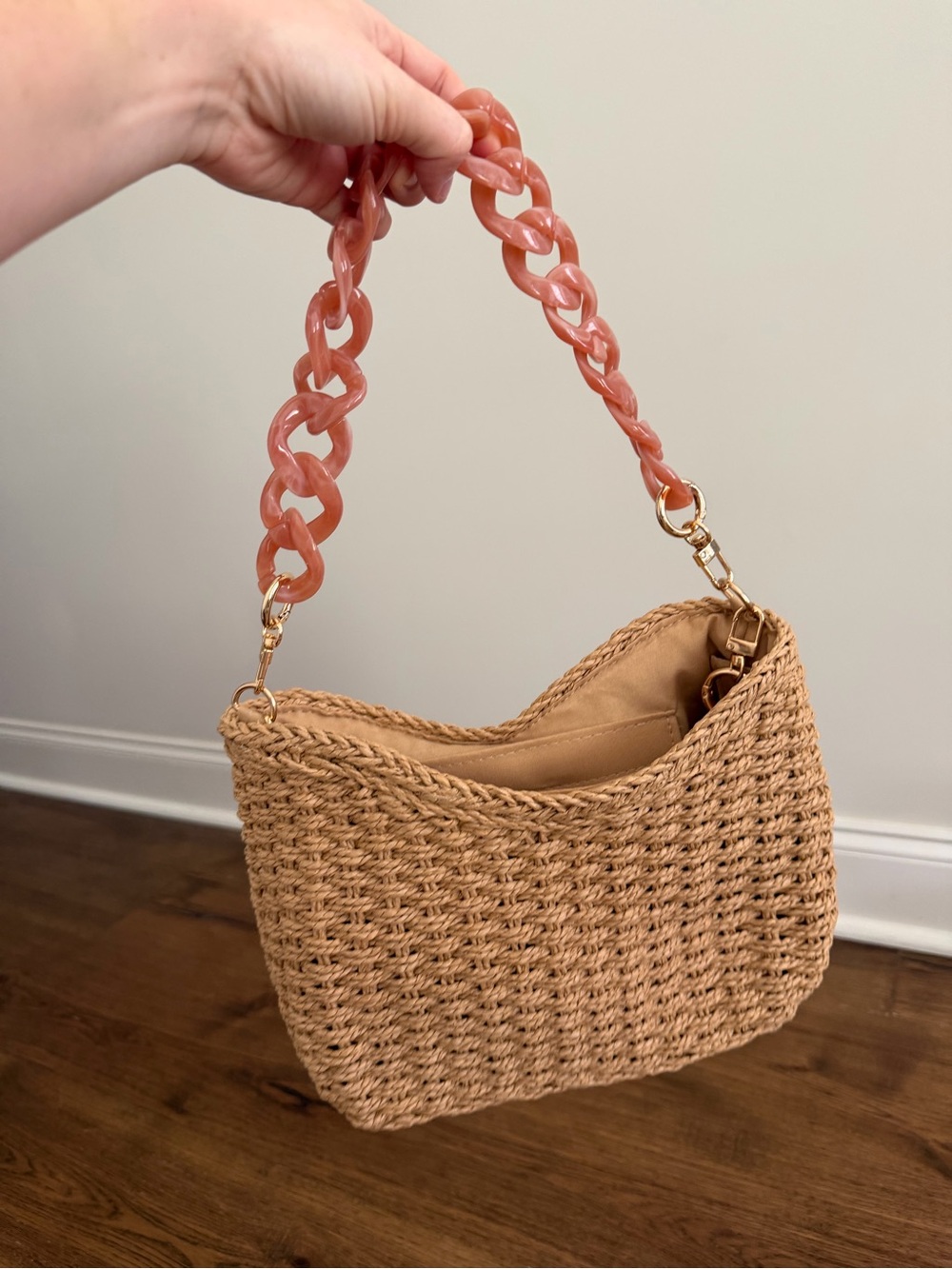 Woven Straw Tote with three